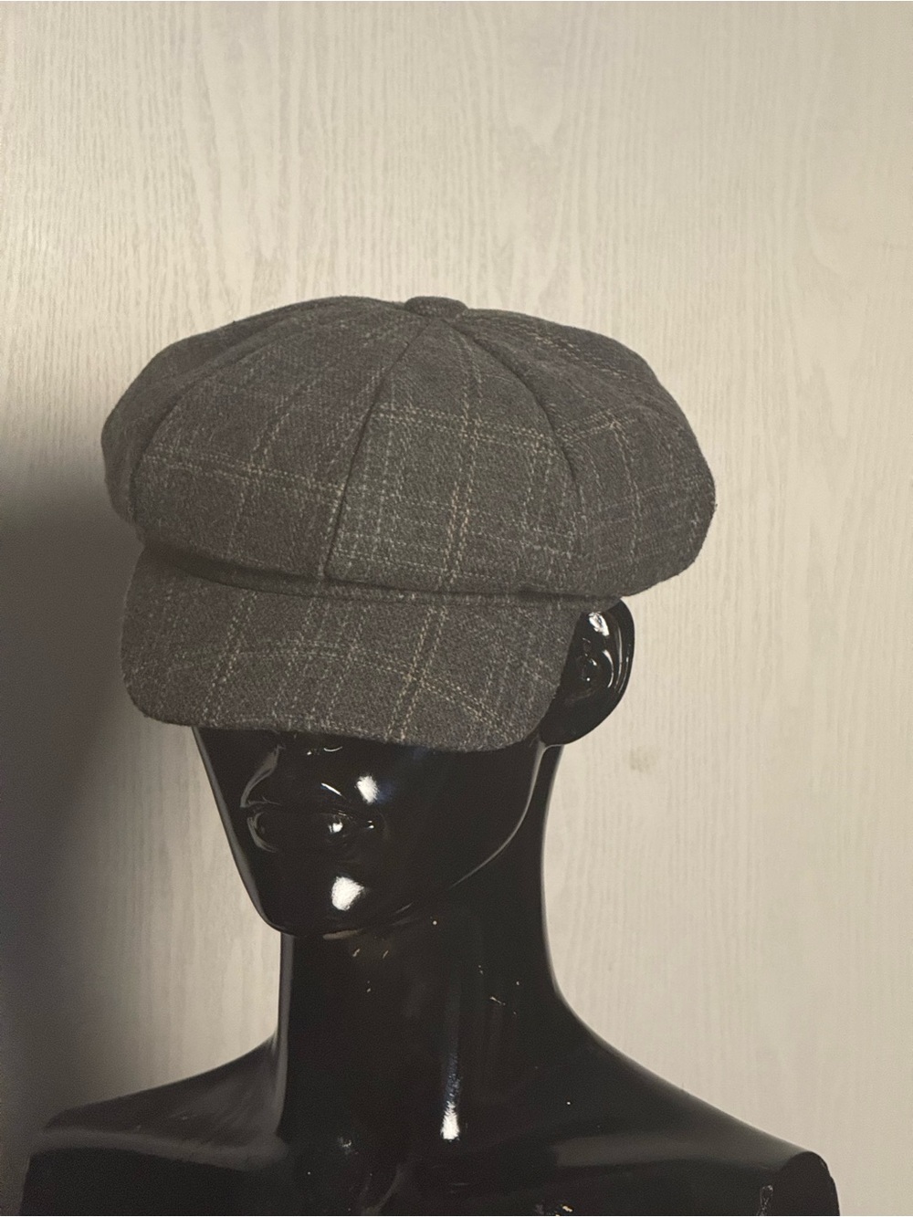Marc and Mel classic Gray Plaid Newsboy Cap Featuring a structured 8 panel crown